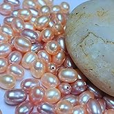 50 Pcs Freshwater Pearl for Jewelry Making AAA 8-9 mm Natural Pearl Beads Real Freshwater Cultured Pearl Perforated Oval Pearls Loose Gemstone Bead Crafts Gift for Women,DIY