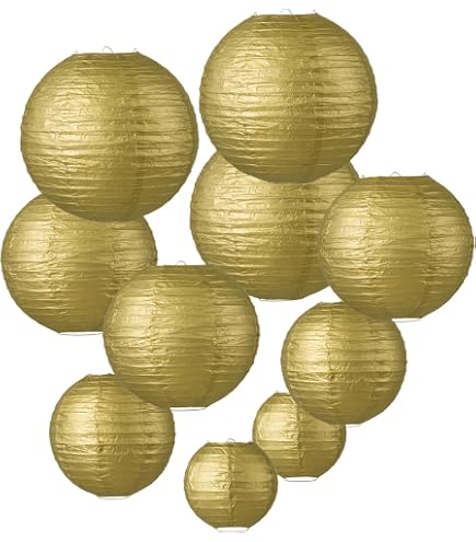 Fun Express 4 1/2\" Mini Gold Hanging Paper Lanterns - 12 Pc