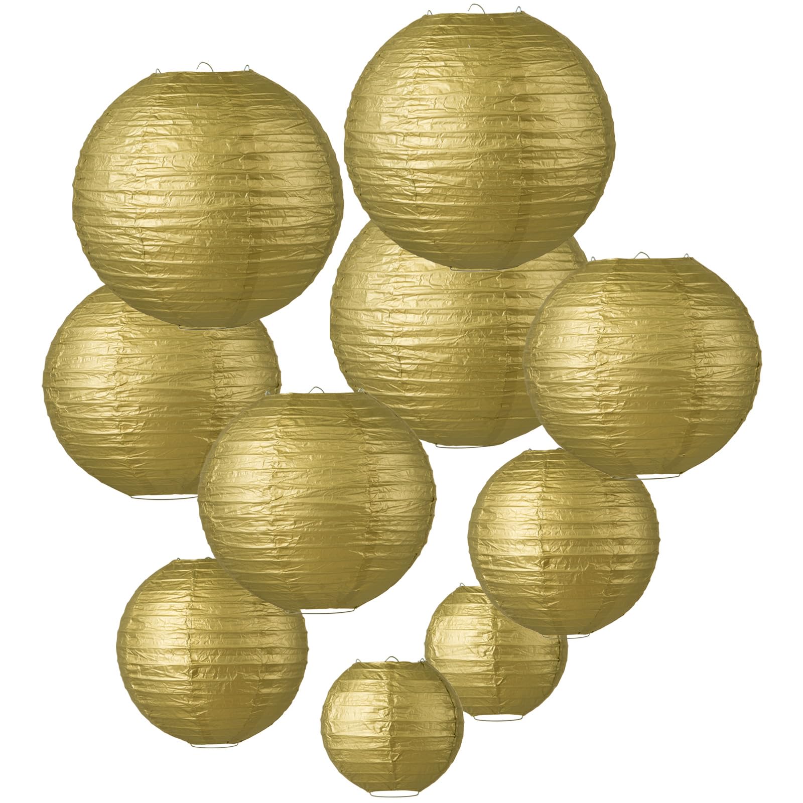Photo 1 of LIHAO 10PCS Mixed Size Gold Paper Lanterns for Weddings, Birthdays, Parties and Events (6"/ 8"/ 10" /12")