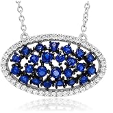 Gem Stone King 925 Sterling Silver Blue Created Sapphire and White Created Zirconia Pendant on 18 Inch Sterling Silver Chain