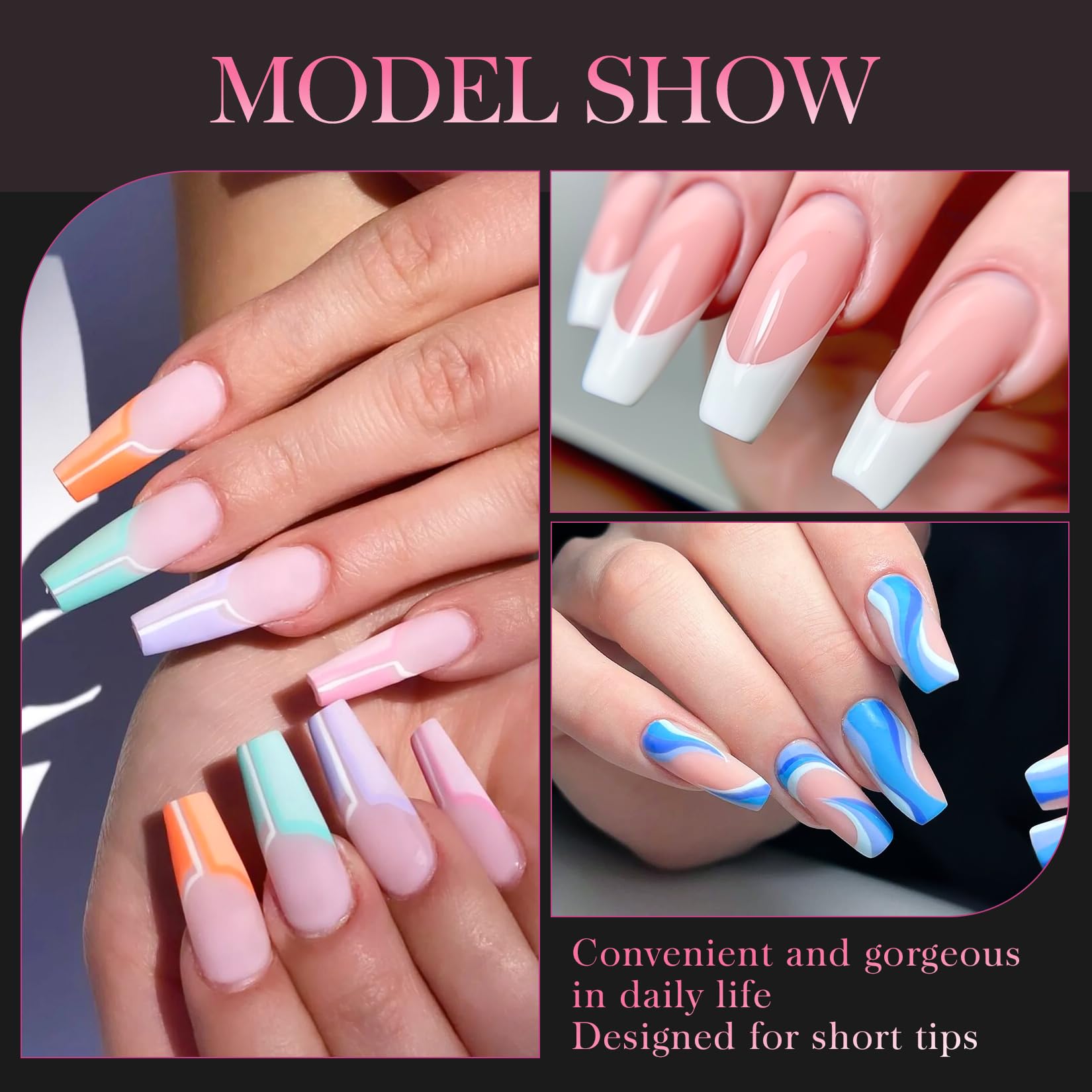 krofaue 500PCS Half Cover False Nails Tips - Acrylic Nail Tips 10 Sizes Lady French Style Acrylic Artificial Tip Manicure with Box for Nail Tips Art Salons and Home DIY - Image 8