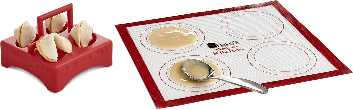 Helen's Asian Kitchen 97141 Fortune Cookie Making Kit, 4-Piece Set, Red