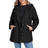 Vidifid Womens Oversized Quilted Jackets Lightweight Long Sleeve Full Zipper Puffer Jacket Casual Hooded Coats with Pockets
