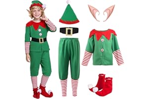 XUEKAIKAI Elf Costume Set for Boys Girls,Suitable for Christmas Party,Kids Santa's Helper Costume Clothing