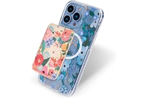 CASE-MATE Rifle Paper Co. Magnetic Card Holder - Smooth Vegan Leather MagSafe Wallet [Holds up to 3 Cards] - Slim Detachable iPhone Wallet for iPhone 15 Pro Max/ 14 Pro Max/ 13 Pro Max - Garden Party Blush