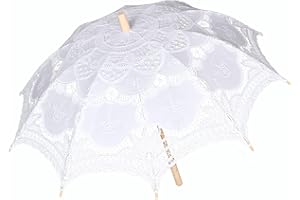 Solnique Vintage Lace Parasol Umbrella 32 Inch – Bridal Wedding Decoration Umbrella for Photoshoot, Tea Party, Victorian Style Sunshade for Women and Adults