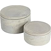 Bloomingville A75500081 Set of 2 Grey Round Decorative Cement Lids Boxes