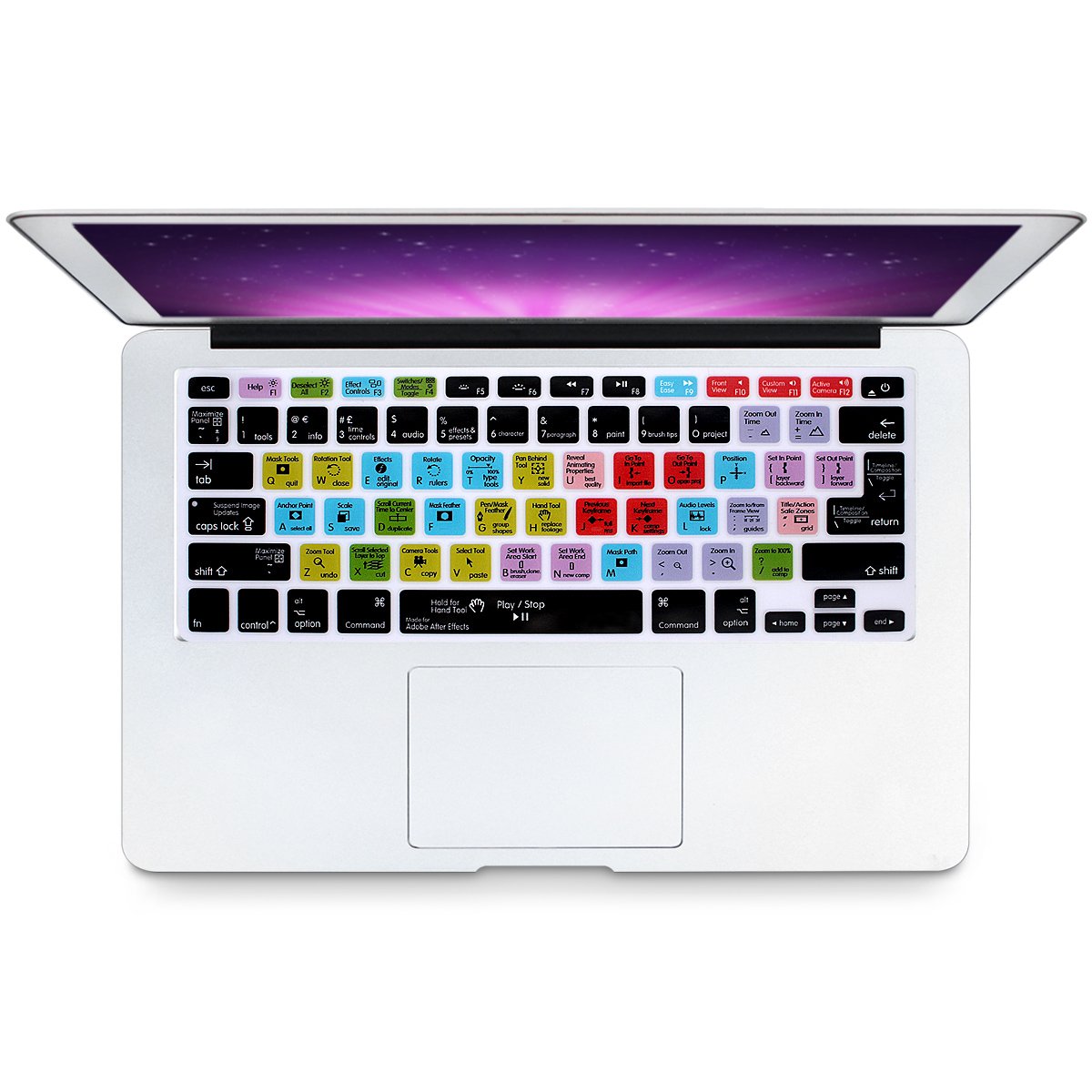 HRH Adobe After Effects Shortcuts Hotkey Silicone Keyboard Cover Skin For MacBook Air 13,MacBook