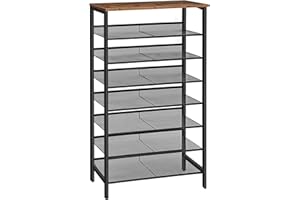 HOOBRO 8-Tier Shoe Rack, Large Capacity Shoe Shelf, Stable and Sturdy, Shoe Storage Organizer with Flat & Slant Adjustable Me