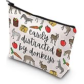 TSOTMO Donkey Owner Gift Easily Distracted By Donkeys Themed Zipper Cosmetic Bag (by donkeys)