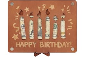 FINGERINSPIRE Money Gifts Happy Birthday 5.9x7.8inches Sienna Color Wooden Birthday Card Box Cash Holder Creative Happy Birthday Money Presents Packaging with Birthday Card for Birthday Party
