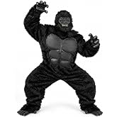 Yeenuo Gorilla Costume Adult Men Realistic Ape Suit 4PCS Full Body Animal Jumpsuit Halloween Outfit for Party Carnival Cosplay