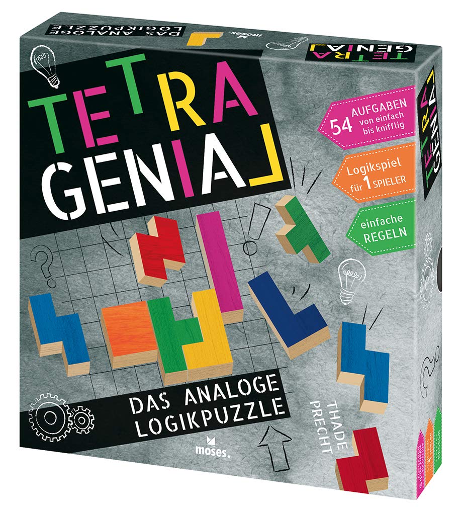 moses. Verlag GmbH 90341 Tetragenial | The Analogue Logic Puzzle | For Beginners and Advanced Knobler | With 54 Tasks from Easy to Tricky, Colourful