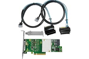 SAS HBA Card Compatible with LSI 9300-8i IT Mode & D3307 PCIe SATA Expansion Card, Expander Support, 8-Port 12Gbs PCIe 3.0, H