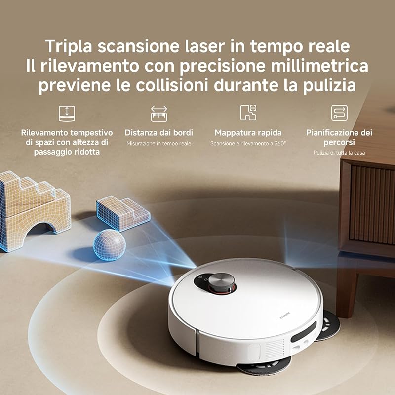 5 Robot aspirapolvere con lavaggio, 20000 Pa, navigazione dToF
