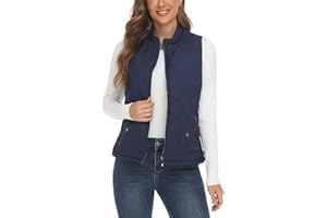 YESLIFE 2024 Women's Outwear Quilted Vest With One Inside Pocket - Stand Collar Lightweight Padded Gilet for Women