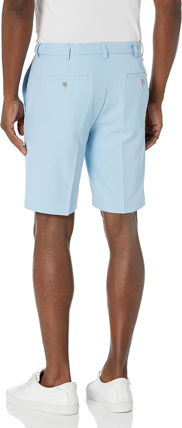 Haggar Men's Cool 18 Pro Straight Fit Stretch Solid Flat Front Short-Regular and Big & Tall Sizes at  Men’s Clothing store