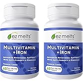 EZ Melts Multivitamin + Iron - Daily Multivitamin for Women & Men - Supports Healthy Energy Levels & Antioxidant Protection - Non-GMO & Vegan - Tropical Cherry - 120 Dissolvable Tablets (60 Servings)