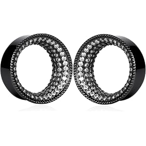 Vankula 2 Pcs Ear Gauges 0g(8mm)-5/8"(16mm) High Polish Single Flare Ear Tunnels 5A Cubic Zirconia Hypoallergenic Plugs for S