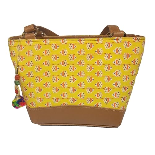 yellow Excellent finish Cloth Shoulder Bag for Women 6.5x9 Inch | Handmade By Women Self Help Groups of Rajasthan