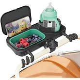btrfe Universal Stroller Snack Tray, Cup Holder &amp; Removable Silicone Tray | Stable Dual-Lock, No-Slip Silicone Arms, Dishwasher Safe, Fits Uppababy/Nuna/Mockingbird, Secure Grip for 0.4&rdquo;-1.5&rdquo; Bars