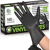 SWIFTLITE Black Vinyl Gloves, Food Grade Gloves Disposable Latex Free | Powder Free Guantes for Cleaning, Cooking, Food Prep