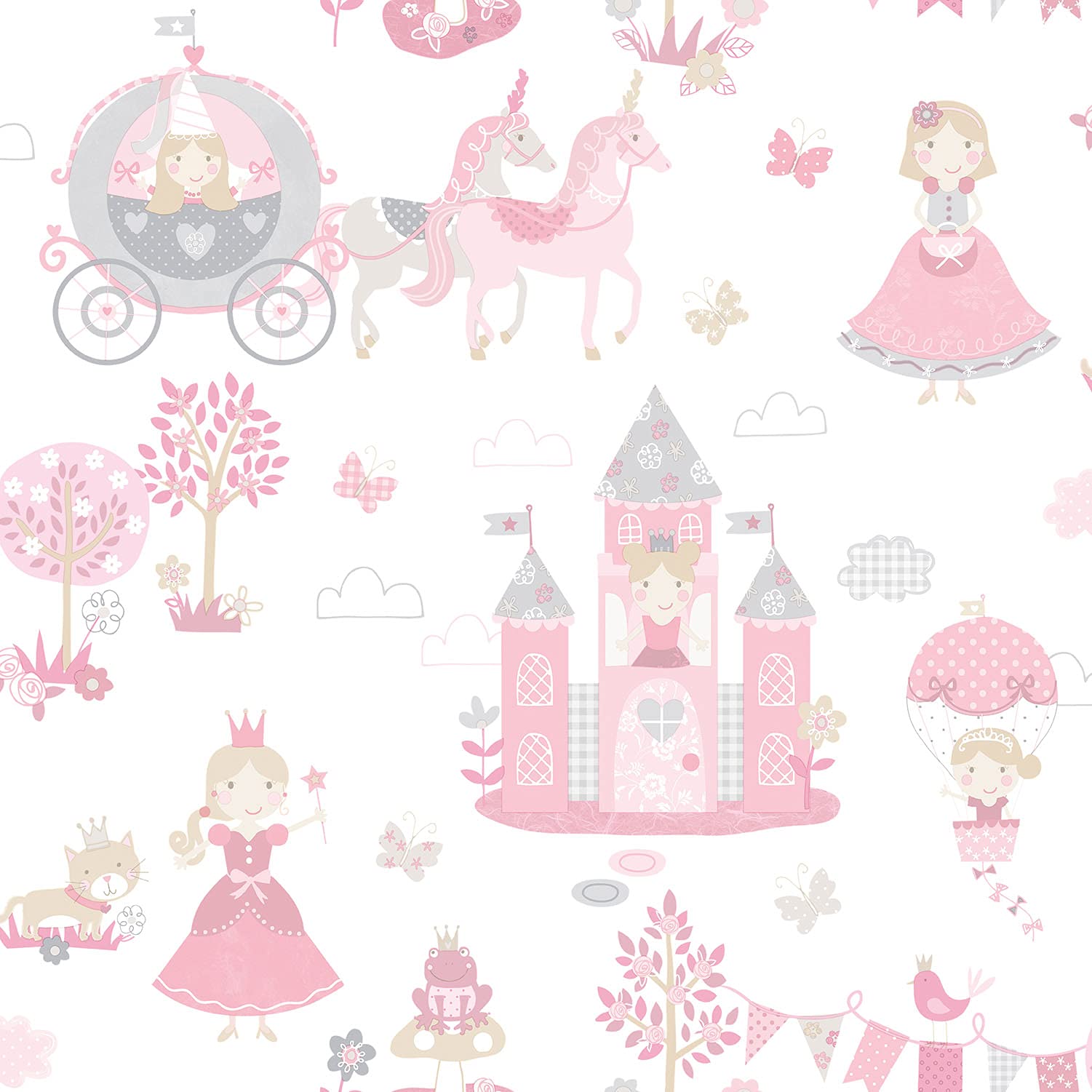 Galerie G78371 Tiny Tots 2 Fairytale Wallpaper, Cream/Pink, 10m x 53cm