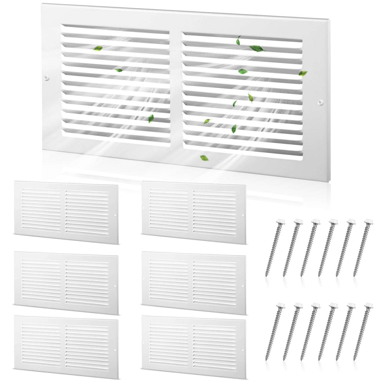 Pelopy 6 Pcs 14 X 6 Steel Return Air Grilles Vent Covers White HVAC