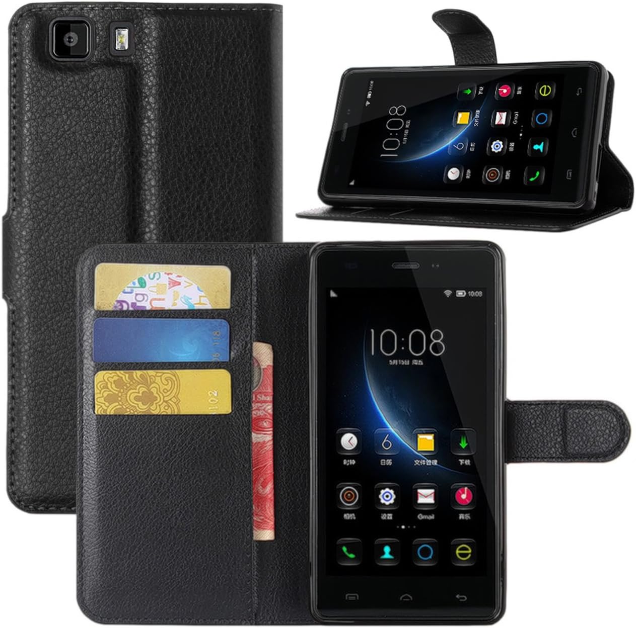 HualuBro Doogee X5 Case, Doogee X5 Pro Case, Premium PU Leather Wallet Flip Phone Protective Case Cover with ID Credit Card Slots Holder for Doogee X5 / X5C / X5S / Doogee X5 Pro Smartphone (Black)