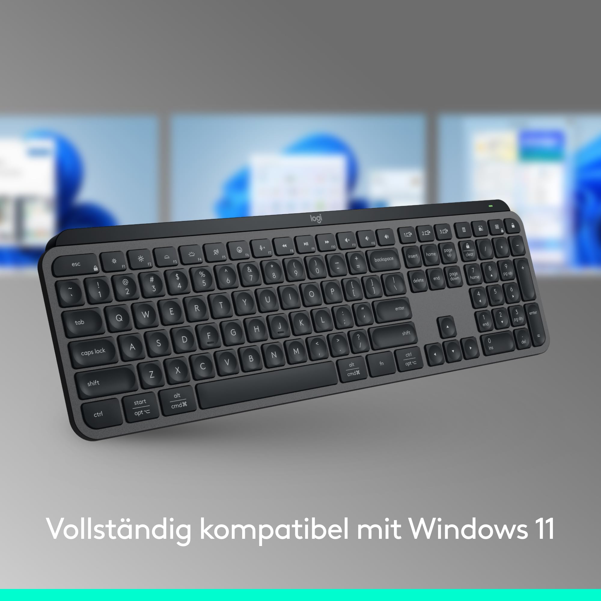Logitech MX Keys S Plus kabellose Tastatur, Low Profile, Fluid Quiet Typing, Programmable, Backlighting, Bluetooth, Rechargeable, für Windows PC/Linux/Chrome/Mac- Graphit, Deutsches QWERTZ-Layout