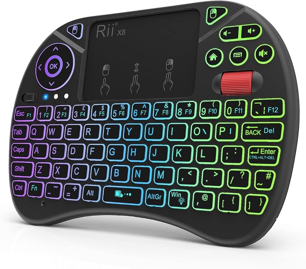Rii Mini Wireless Keyboard Touchpad Mouse Combo RGB Backlit 2.4G USB Receiver