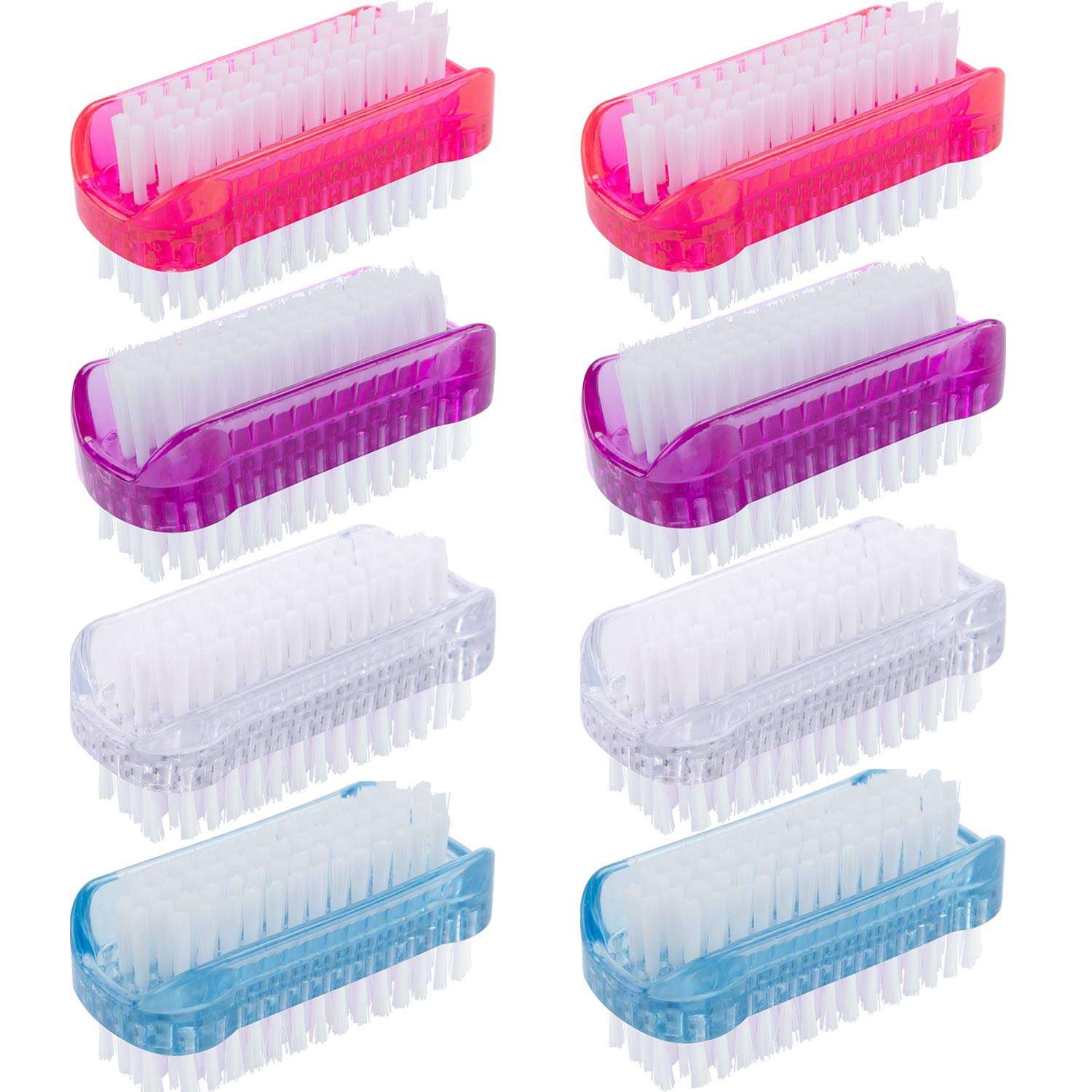 BQTQ 8 Pieces Nail Brushes Double Sided Finger Brush Hand Cleaning Brush Nail Scrubbing Brush for Toes and Nails Cleaning, 4 Colours