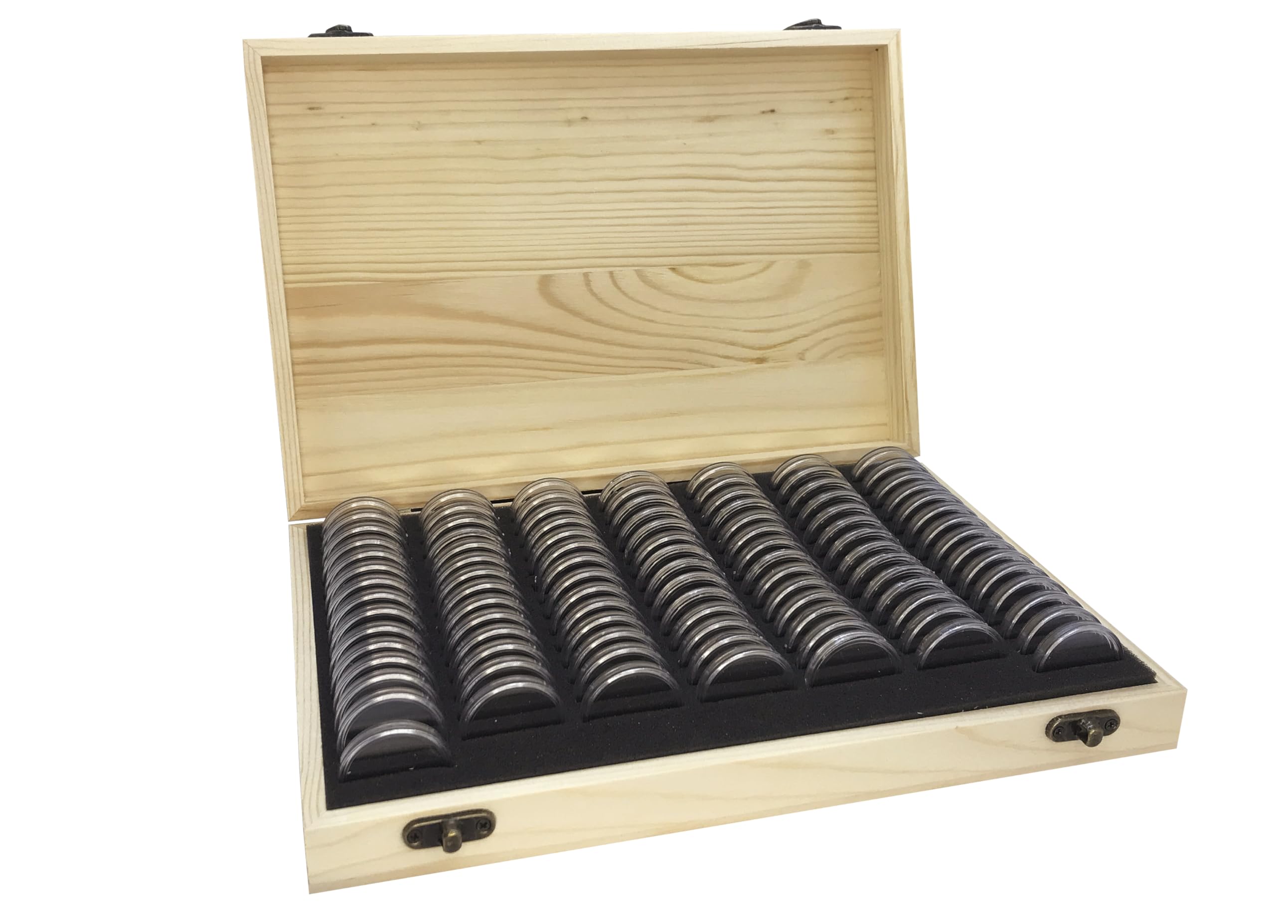 30/50/100PCS Coin Capsule Wooden Display Box With Adjustable Inner Pad Coin Collection Storage Box Transparent Plastic Coin Case Casing Organizer For Coin Collection Supplies and Collecting (100PCS)