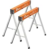 BORA Workhorse XT Saw Horses 2 Pack Folding Heavy Duty Sawhorse Pair with Adjustable Legs - Heavy Duty Saw Horse for Contract