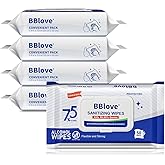 BBlove 75% Alcohol Unscented Sanitizer Wipes, Moisturizing Hand Sanitizing Wet Wipes with Aloe Vera, 200-Count Bulk Pack with Travel-Friendly Design, 50 Count x 4 Packs