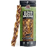 Redbarn Pet Products All-Natural 12" Braided Bully Sticks for Dogs - Premium Slow Roasted Long Lasting Chew Treats Made with 100% Beef - Single Ingredient Low Odor - 5 Count - Packaging May Vary