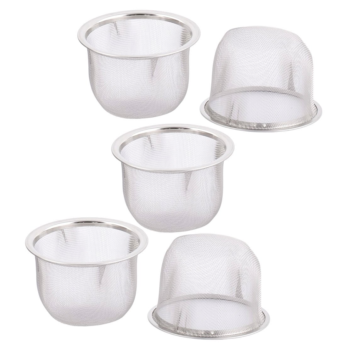 Sourcingmap Stainless Steel Round Mesh Reusable Tea Leaf Spice Teapot Filter Strainer 70mm Dia 5pcs