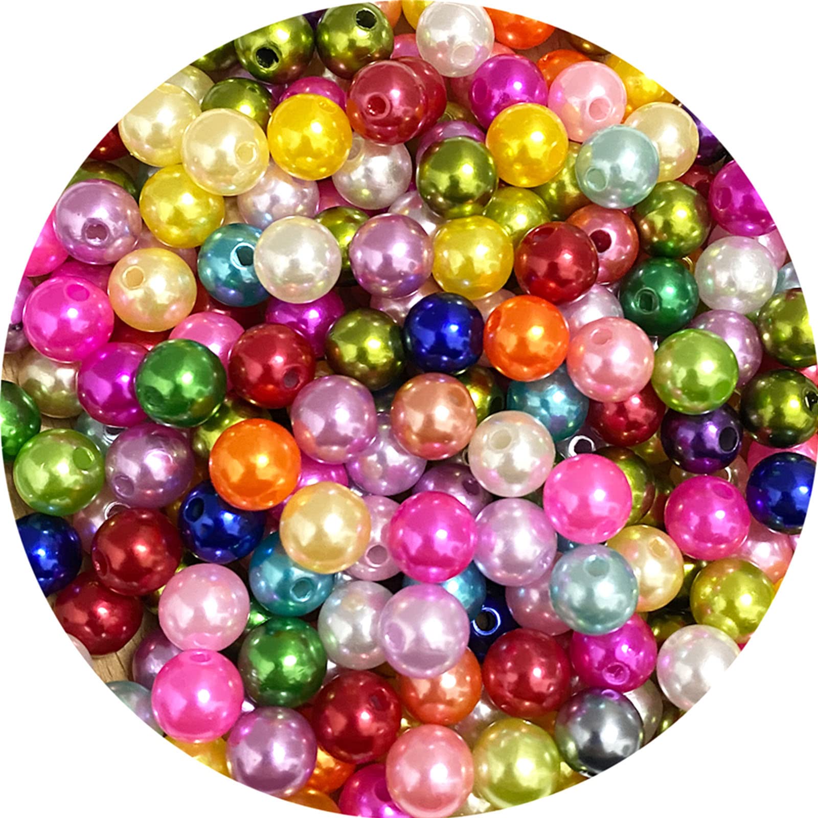 Photo 1 of 200pcs 10mm Pearl Beads Satin Luste Round Loose Plastic Pearl Craft Beads for Jewelry Making Earring Bracelet Necklace Key Chains Sewing Crafts Decoration ?Multicolor