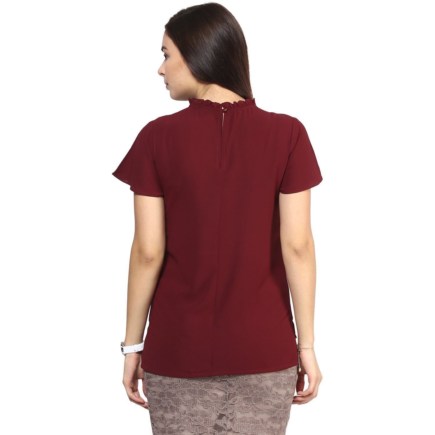 rare women burgundy georgette top (ep1227a)