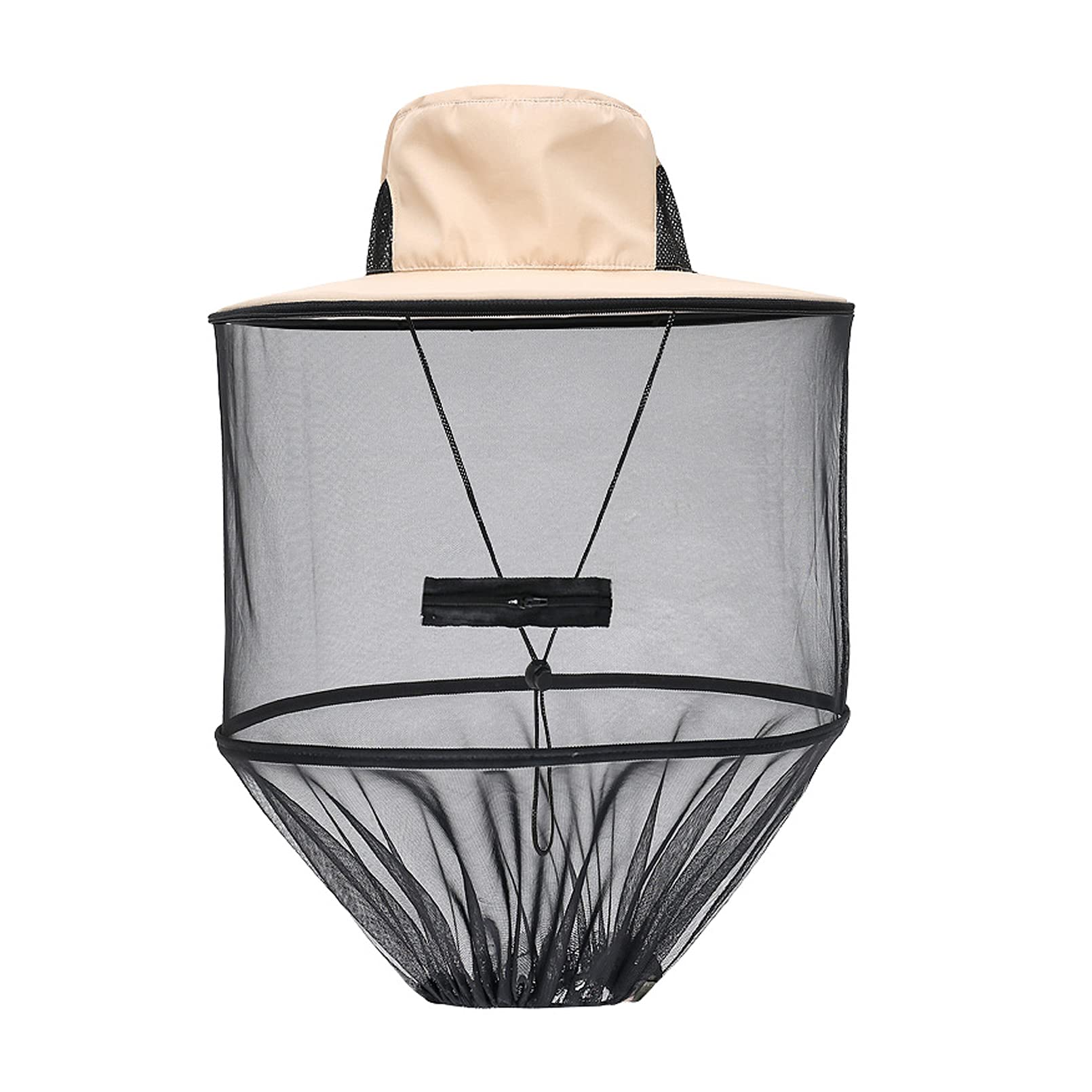 Mosquito Hat with Removable Netting Midge Mosquito Head Net Hat Face Neck Protection Head Cover for Beekeeper Hiking Fishing Camping, Khaki