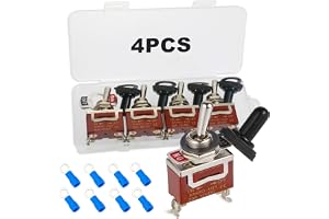 Covxyorg Waterproof Toggle Switch, Durable 12V 30A SPST 2Pin ON/Off Heavy Duty Waterproof Boot Cap Switch, Suitable for Automotive Boat Truck – Pack of 4
