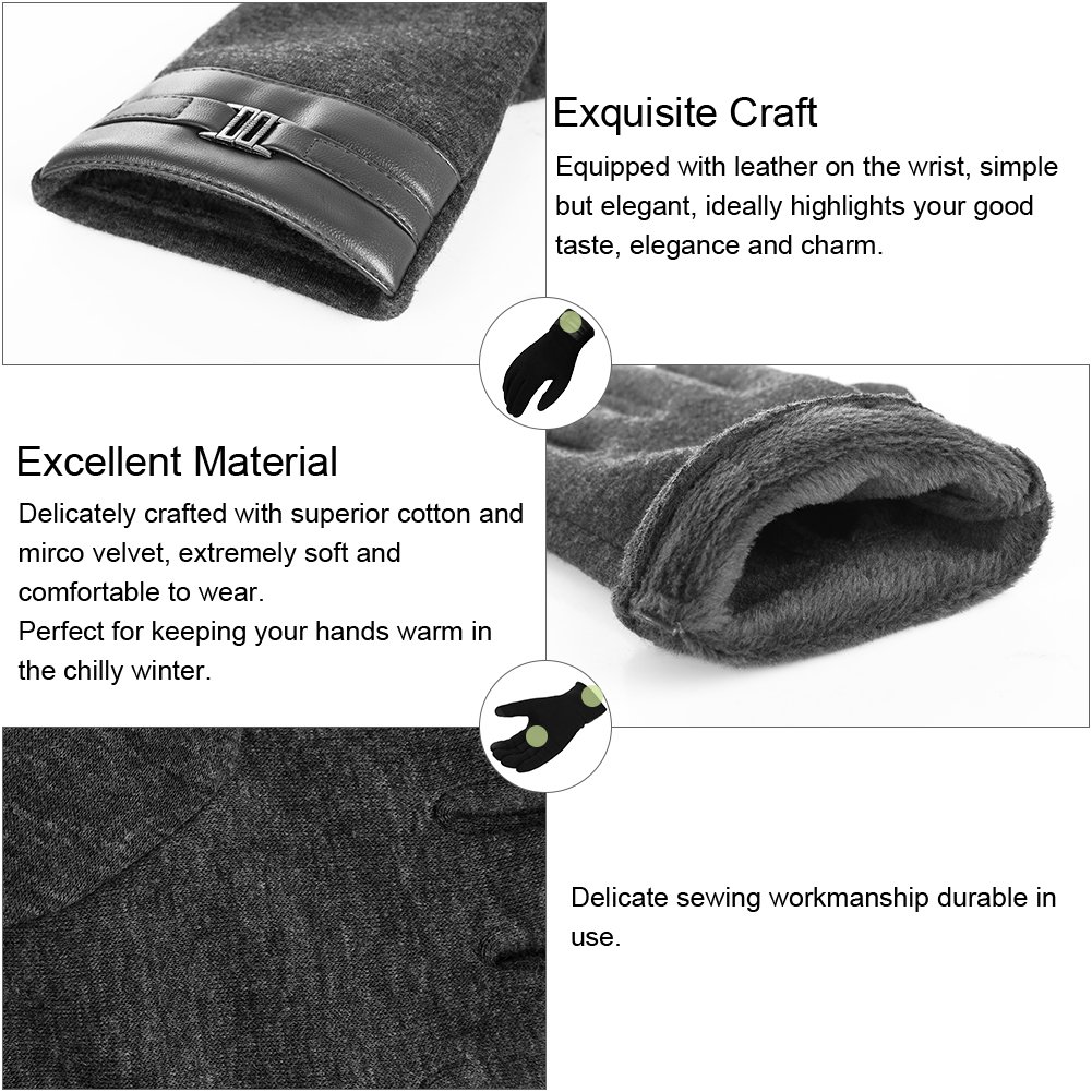 Vbiger Winter Warm Gloves Touch Screen Gloves Casual Gloves Texting Mittens for Men and Women (XL, Grey)