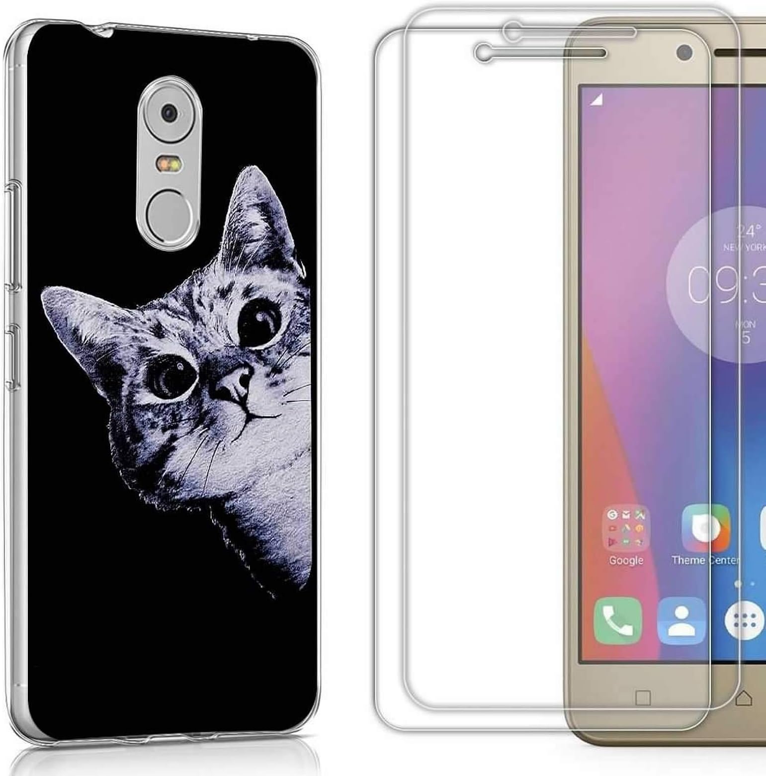 Lenovo K6 Note Case with 2 Pack Glass Screen Protector Phone Case for Men Women Girls Clear Soft TPU with Protective Bumper Cover Case for Lenovo K6 Note-Two Unicorns