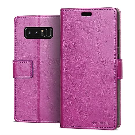 RIFFUE Funda Samsung Galaxy Note 8, Carcasa Ultrafina con Tapa Flip de Cuero Sintético +