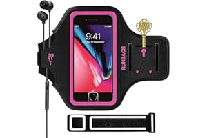 RUNBACH iPhone 8 Plus/iPhone 7 Plus Armband, Sweatproof Running Exercise Gym Bag with Fingerprint Touch/Key Holder and Card Slot for 5.5 Inch iPhone 6/6S/7/8 Plus (Pink)