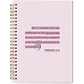 Welshower Pink Christian Notebook Journal 5.5x8.3, Inspirational Bible Verse Romans 8:18 Journaling Notebooks for Note Taking, Christian Gifts for Women, Pink Religious Hardcover Spiral Notebook