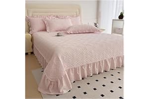 Ruffle Bed Skirt Bed Cover Plain Bedspread Lace Style Linen 250x250/250x270 Thicken Bedsheets (No Pillowcase)(Yufen,250x250cm