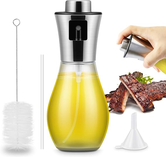 Vaporisateur Huile Et Vinaigre Uktunu - 100ml Inox, 2 Pièces Avec Brosse Et Entonnoir - Anti-Fuite