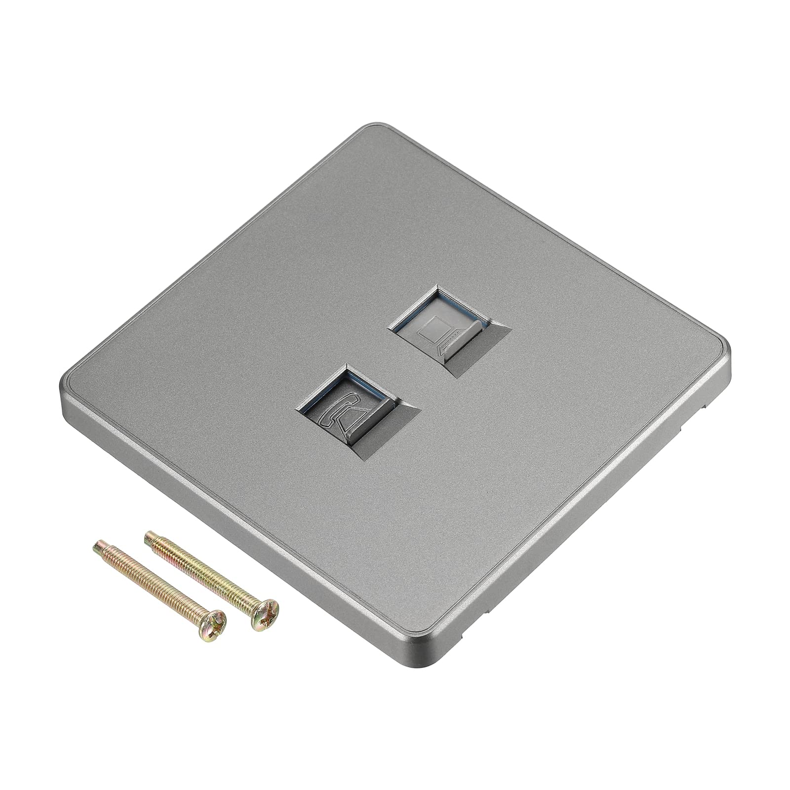 PATIKIL RJ45 CAT6 Socket Telephone Wall Plate Silver Grey for Home Office