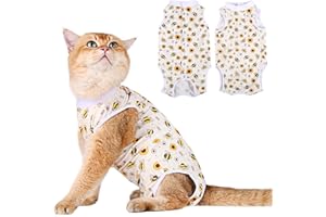 Due Felice Cat Surgery Recovery Suit Cats Surgical Onesie After Surgery Female Male Cat Post Spay Neuter Bodysuit Anti-Licking Wounds Yellow Bee/S